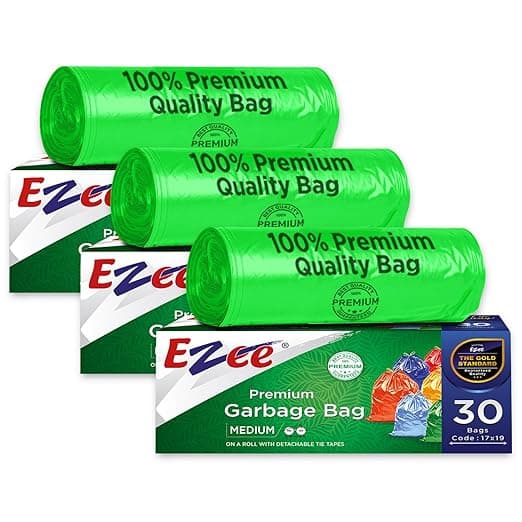 Ezee Premium Garbage Bags for Dustbin/Trash Bag | 90 Pcs | Medium 19 X 21 Inches | 30 Pcs x Pack of 3 (Multicolor)
