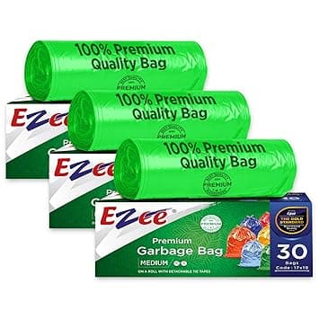 Ezee Premium Garbage Bags for Dustbin/Trash Bag | 90 Pcs | Medium 19 X 21 Inches | 30 Pcs x Pack of 3 (Multicolor)