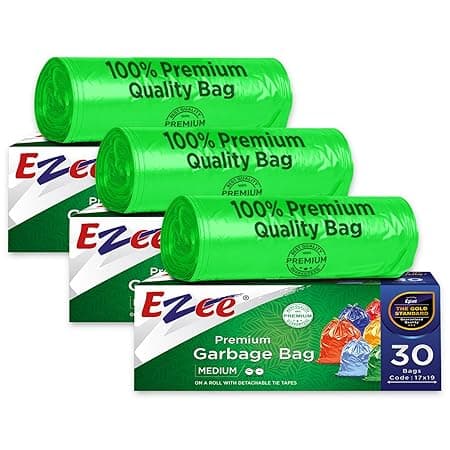 Ezee Premium Garbage Bags for Dustbin/Trash Bag | 90 Pcs | Medium 19 X 21 Inches | 30 Pcs x Pack of 3 (Multicolor)