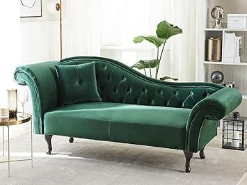 Chesterfield Chaise Lounge, Button Tufted 2-Seater Sofa, Modern Contemporary Style, Living Room Furniture (Green)