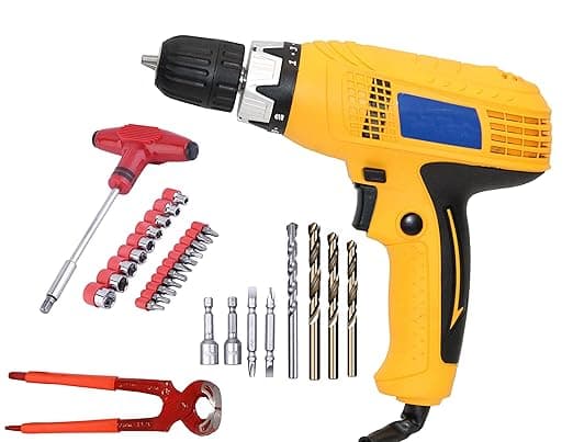 Digital Craft 10mm Electric Reversible Screwdriver & Drill Machine – 1100N Power Tool with 8" Pincer Plier & T-Bar Socket Set – Multi-Purpose DIY & Professional Tool Kit