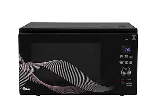 LG 32 L, Convertible Microwave Oven with Air Fry, Charcoal Lighting Heater, Wi-Fi Enabled (MJEN326UHWF, Black, Motorised Rotisserie, 60 Air Fry Recipe, 40 Scan to Cook Recipes & 431 Auto Cook Menu)