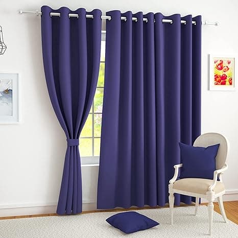 Story@Home Customisable Blackout Curtains 4 to 9 Feet Long Room Darkening, Noise Reducing, Window,Door, Long Door Curtain Plain,Violet, 100% Opacity