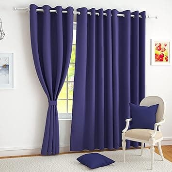 Story@Home Customisable Blackout Curtains 4 to 9 Feet Long Room Darkening, Noise Reducing, Window,Door, Long Door Curtain Plain,Violet, 100% Opacity