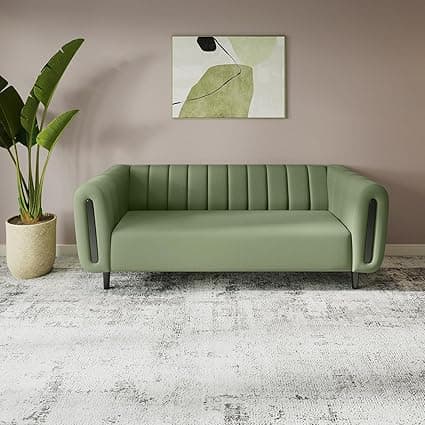 Interio by Godrej Sofa Paramount 3 Seater Fabric Sofa for Living Room, 1-Year Warranty, Solid Wood, Green