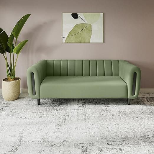 Interio by Godrej Sofa Paramount 3 Seater Fabric Sofa for Living Room, 1-Year Warranty, Solid Wood, Green