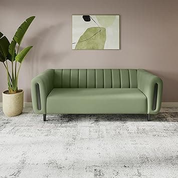 Interio by Godrej Sofa Paramount 3 Seater Fabric Sofa for Living Room, 1-Year Warranty, Solid Wood, Green