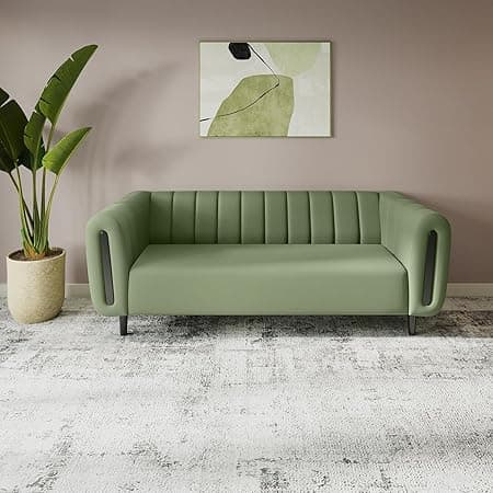 Interio by Godrej Sofa Paramount 3 Seater Fabric Sofa for Living Room, 1-Year Warranty, Solid Wood, Green