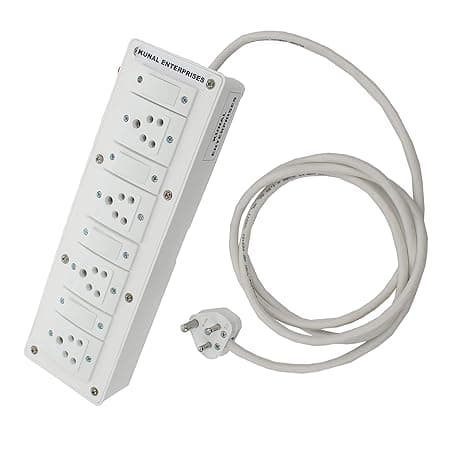 KUNAL Extension Board with Long Wire 20 Meter and 4 Individual Switch Cord 4 Socket 6 Amp Surge Protector, White