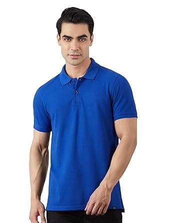 Amazon Brand - Symbol Men's Cotton Rich Solid Polo Tshirt | Collar Tshirts | Half Sleeves | Plain-Regular Fit (Available in Plus Sizes and Combo Pack of 2)