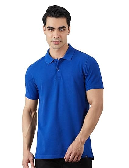 Amazon Brand - Symbol Men's Cotton Rich Solid Polo Tshirt | Collar Tshirts | Half Sleeves | Plain-Regular Fit (Available in Plus Sizes and Combo Pack of 2)