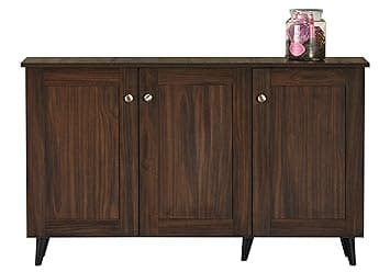 DeckUp Lexis 3-Door Engineered Wood Shoe Rack (Walnut, Matte Finish)