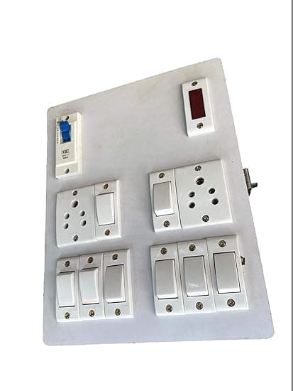 Wooden Electrical Board (8 Switches 2 Sockets,1 Indicator,& 1 MCB)