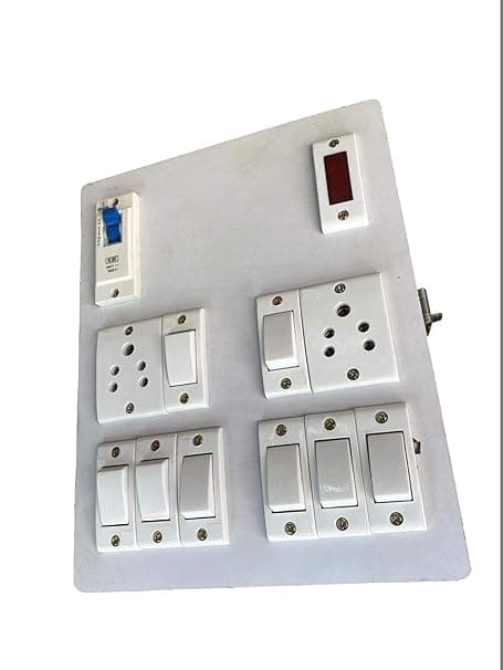 Wooden Electrical Board (8 Switches 2 Sockets,1 Indicator,& 1 MCB)