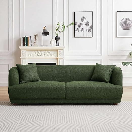 Jord Upholstered Sofa, Modern 3-Seater Couch with Deep Cushions and Supportive Backrest, Comfortable Living Room Seating, Contemporary Fabric Sofa Furniture (Green)