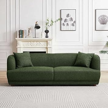 Jord Upholstered Sofa, Modern 3-Seater Couch with Deep Cushions and Supportive Backrest, Comfortable Living Room Seating, Contemporary Fabric Sofa Furniture (Green)