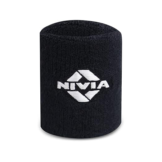 Nivia Sweatband for Men & Women, Wristbands for Tennis, Basketball, Running, Sweat Band for Gym & Athletes (Small, Black)