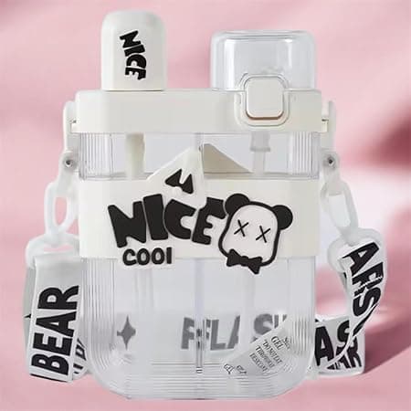 2in1 Dual Compartment Water Bottle with Straw & Adjustable Shoulder Straps - Leakproof, Portable, and Convenient for Outdoor Sports, Gym, and Travel (white)