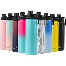 SOLARA Insulated Water Bottle 650ml, Hot Water Bottle, Thermosteel Water Bottles for Travel, Home, Office, School, Gym, Adults, Water Bottle Hot and Cold, Sipper Bottle, Black Marble