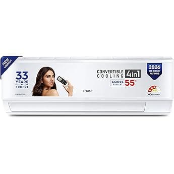 Cruise 1.5 Ton 3 Star Inverter Split AC with 7-Stage Air Filtration (100% Copper, Convertible 4-in-1, PM 2.5 Filter, CWCVBK-VQ1W173, White)