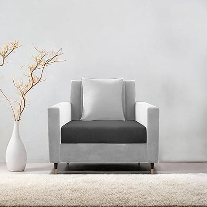 Casaliving Garcia 1 Seater Sofa Set for Living Room (Black Grey Colour) Premium Fabric Sofa