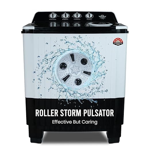Power Guard 9Kg Semi Automatic Top Loading Washing Machine (PG90WM-BKWT-OP-WW,Black White)