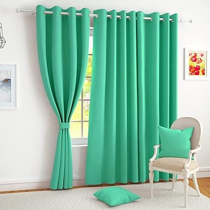 Story@Home Customisable Blackout Curtains 4 to 9 Feet Long Room Darkening, Noise Reducing, Window,Door, Long Door Curtain Plain,Teal, 100% Opacity
