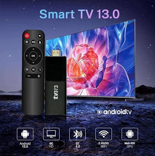 FORIDA Portable TVR3 Smart Android 7.3 TV Stick, 4K HDR Streaming Device with 4GB RAM 32GB Storage, Amlogic S905 Quad-Core, WiFi 2.4GHz, HDMI Media Player for TV, Home Theater Setup 2