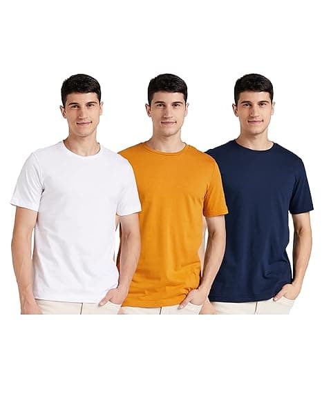 Amazon Brand - Symbol Men's Solid Cotton T Shirt | Round Neck | Half Sleeve | Plain-Regular Fit (Available in Plus Sizes)