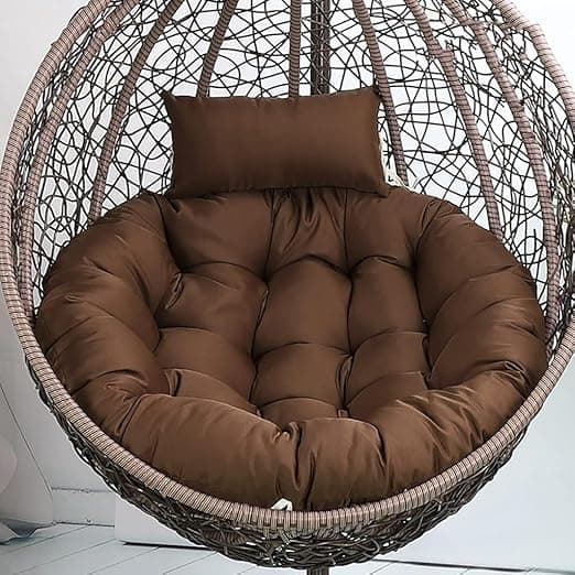 Hanging Chair Cushion for Egg Swing Chair | Thick Soft Seat Pad | Balcony Chair Cushion | Outdoor Indoor Cushion | Cushion for Garden Patio (Brown, Round Cushion)
