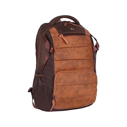 Gear Aspire 3 19"/35L Faux Leather Large Water Resistant Laptop Backpack/Daypack/Travel Backpack/College Bag For Men/Women(Brown-Tan)
