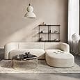 Chesterfield Velvet Boucle Beige 3-Seater Sofa with Armchair and Footrest, 3+1+Footrest Set for Living Room, Bedroom, Hallways