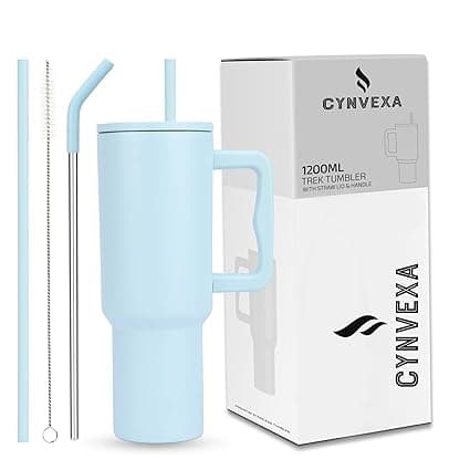 Tumbler with lid and Straw 1200ML Cup Stainless Steel Vacuum Insulated Tumbler for Water, Iced Tea or Coffee 1.2L Office Gym Travelling (40 - Oz - Retro Mint)