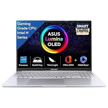 ASUS Vivobook 16,Smartchoice, 13th Gen, Intel Core i5-13420H,16GB RAM,512GB SSD,FHD, OLED,Win 11,M365 Basic (1Y),Backlit Keyboard,Office 2024,Silver,1.88 kg,X1605VA-SH1952WS, Thin & Light Laptop