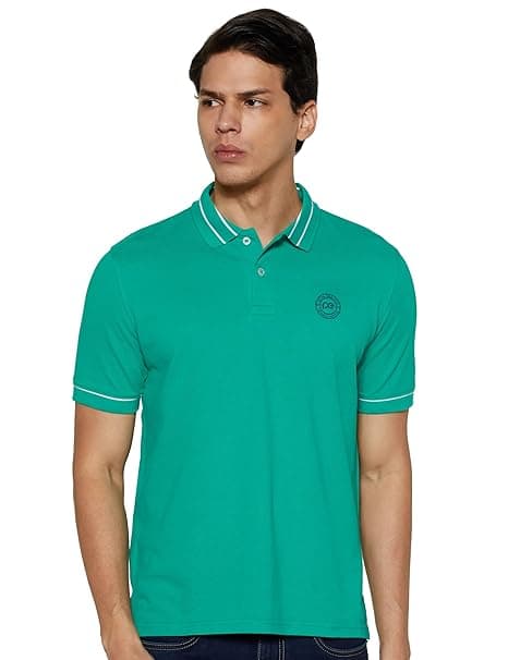 Peter England Men's Regular Fit Insignia Half Sleeve Polo T-Shirt | Cotton Rich | Premium Pique Weave