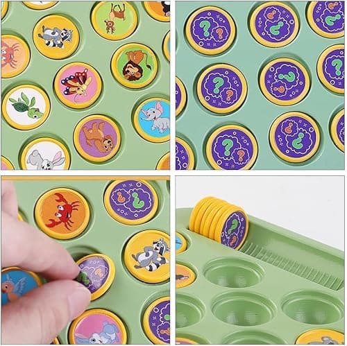 Flipping Chess Match Game Montessori Memory Matching Board Game for Kids | Fruit OR Animal Theme Puzzle with Chips & Sticks | Educational Brain Teaser Development Activities for Toy 5