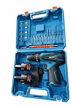 KAITO 12V Cordless Drill Machine Kit | 2-Speed Electric Screwdriver Drill Set with Accessories | 10mm Keyless Chuck | 1500 RPM | Multi-Torque Clutch | 2 x 1.5Ah Batteries | For Home & Professional Use