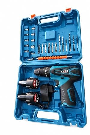 KAITO 12V Cordless Drill Machine Kit | 2-Speed Electric Screwdriver Drill Set with Accessories | 10mm Keyless Chuck | 1500 RPM | Multi-Torque Clutch | 2 x 1.5Ah Batteries | For Home & Professional Use