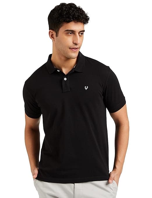 Allen Solly Men’s Polo T‑Shirt | Comfortable Rich Cotton Blend, Band Collar, Regular Fit | Stylish & Premium All Day Wear