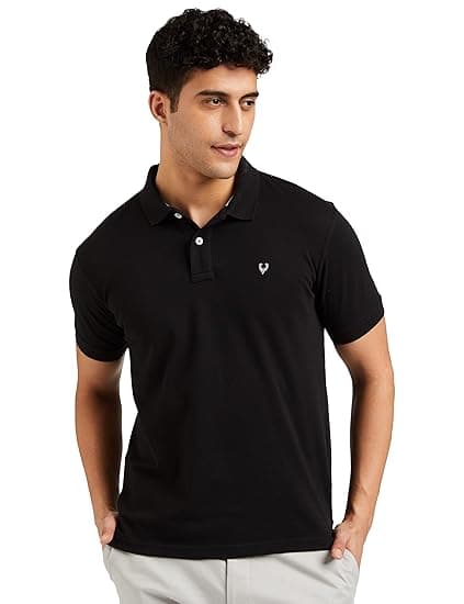 Allen Solly Men’s Polo T‑Shirt | Comfortable Rich Cotton Blend, Band Collar, Regular Fit | Stylish & Premium All Day Wear