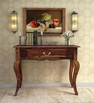 Solid Sheesham Wood Console Table for Living Room Furniture | Hallway Enteryway Console for Home and Office (Natural Brown)
