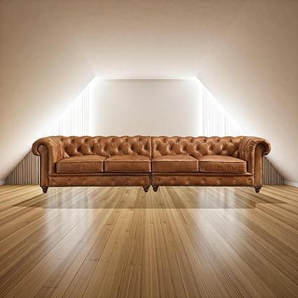 2+2=4 Seater Chesterfield Sofa Set, Modern Classic Style for Living Room, Bedroom and Office and Hallway Colour (2+2 = 4 Seater Brown Leatherette)