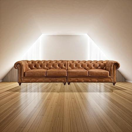 2+2=4 Seater Chesterfield Sofa Set, Modern Classic Style for Living Room, Bedroom and Office and Hallway Colour (2+2 = 4 Seater Brown Leatherette)