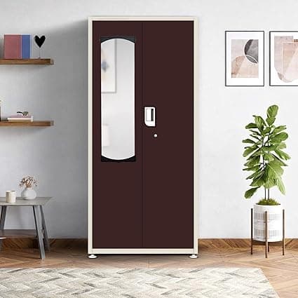Triveni almirah GOMTI-2 DARPAN Model| Premium 2-Door Wardrobe for Home Use with Mirror | Powder Coated|10-Year Guarantee on Paint & Lock | 36" Width | 2-Way Locker | 8 Pin Hangers | 8 Hanging Hooks|