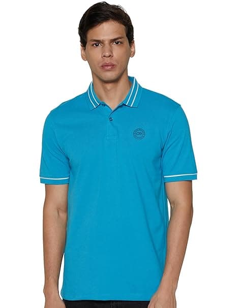 Peter England Men's Regular Fit Insignia Half Sleeve Polo T-Shirt | Cotton Rich | Premium Pique Weave