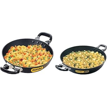 Hawkins Q56 Futura Non-Stick Kadhai Deep-Fry Pan - 4 L, Black Contura Hard Anodised Aluminium Pressure Cooker - 2 L, Black