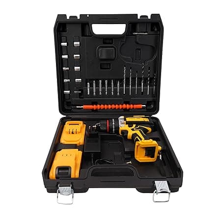 21V Cordless Drill Machine Cum Screwdriver | 2X 1.5Ah Li-Ion Batteries | Torque 25+1 | 2 Speed Driver | Handheld Drills (Cordless Drill, 2Battery & Charger With Accessories), Multicolour