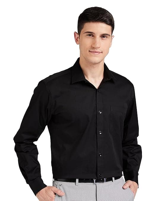 Amazon Brand - Symbol Men's Solid Cotton Formal Shirt | Plain | Full Sleeve - Regular Fit (Available in Plus Sizes)