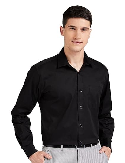 Amazon Brand - Symbol Men's Solid Cotton Formal Shirt | Plain | Full Sleeve - Regular Fit (Available in Plus Sizes)