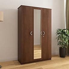Nilkamal Massif 3 Door Wooden Wardrobe Without Mirror for Bedroom | Almirah with 1 Hanging Rod & 8 Shelves | Clothes Cupboard | Engineered Wood | Urban Walnut